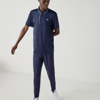 Lacoste SPORT Signature Breathable Golf Polo Shirt Pánské - Polo Tmavě Blankyt Blankyt / Bílé | CZ-3